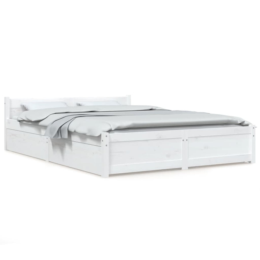 Bedframe Met Lades 140 x 190 cm Wit