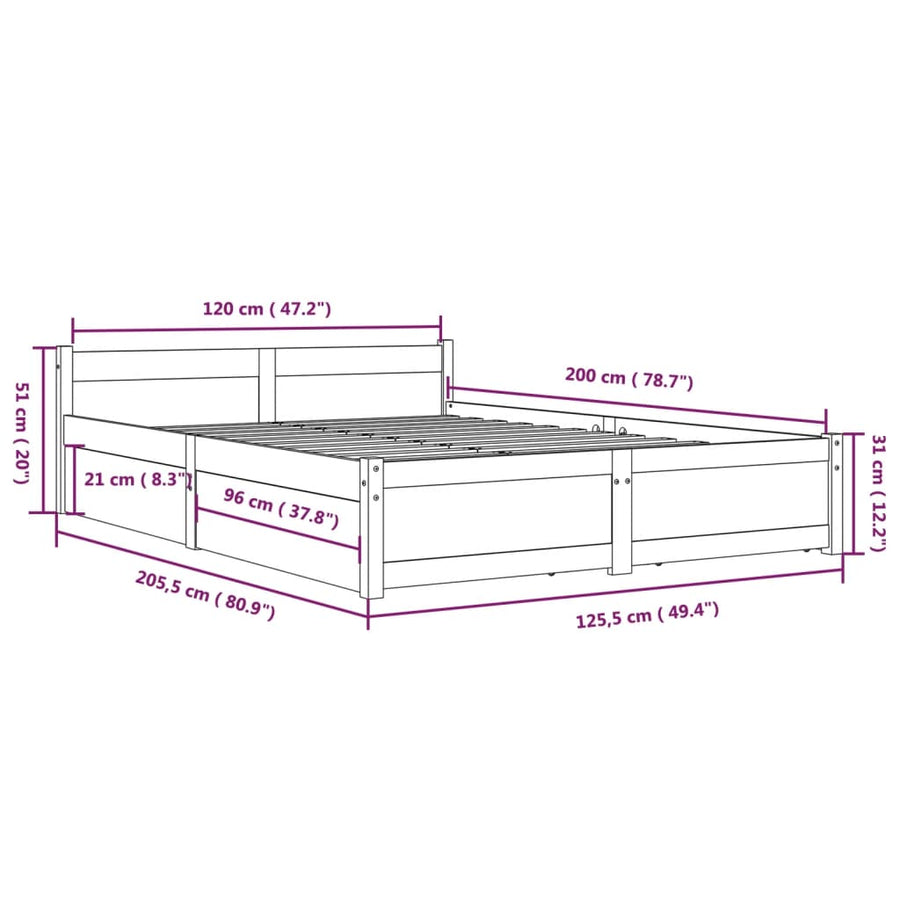 Bedframe Met Lades Wit 120X200 Cm
