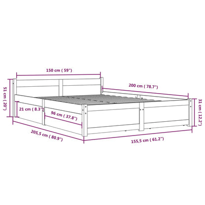 Bedframe Met Lades 150X200 Cm 5Ft King Size