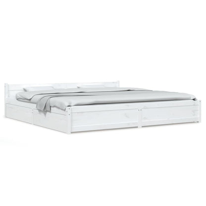 Bedframe Met Lades Wit 180X200 Cm 6Ft Super King