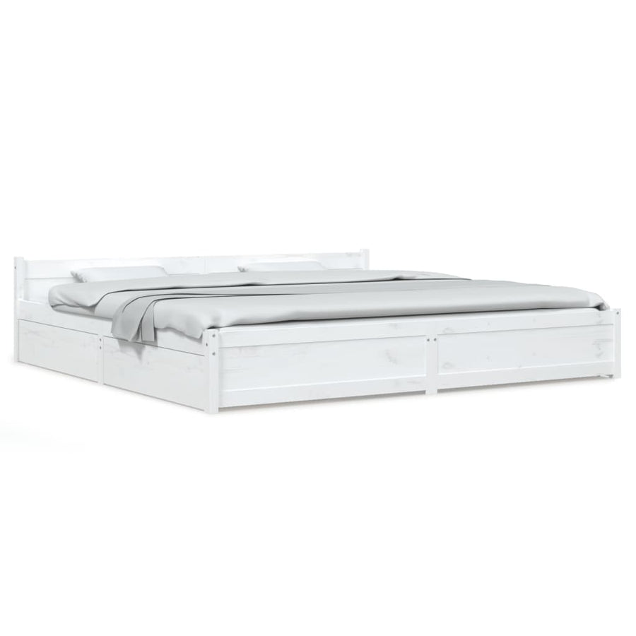 Bedframe Met Lades Wit 180X200 Cm 6Ft Super King
