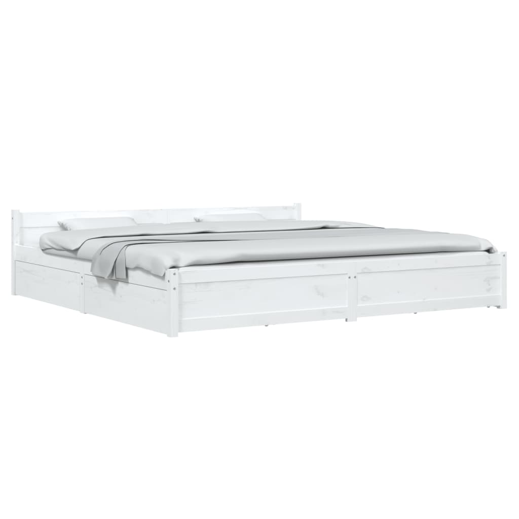 Bedframe Met Lades Wit 180X200 Cm 6Ft Super King