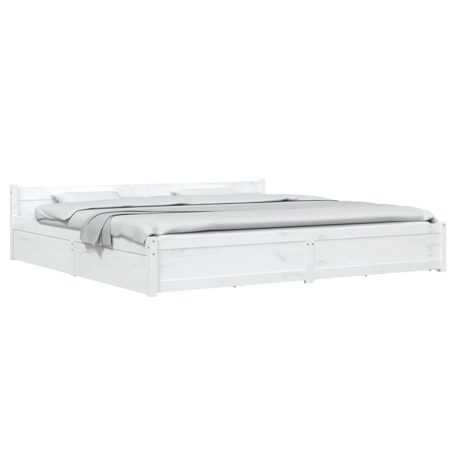 Bedframe Met Lades Wit 180X200 Cm 6Ft Super King