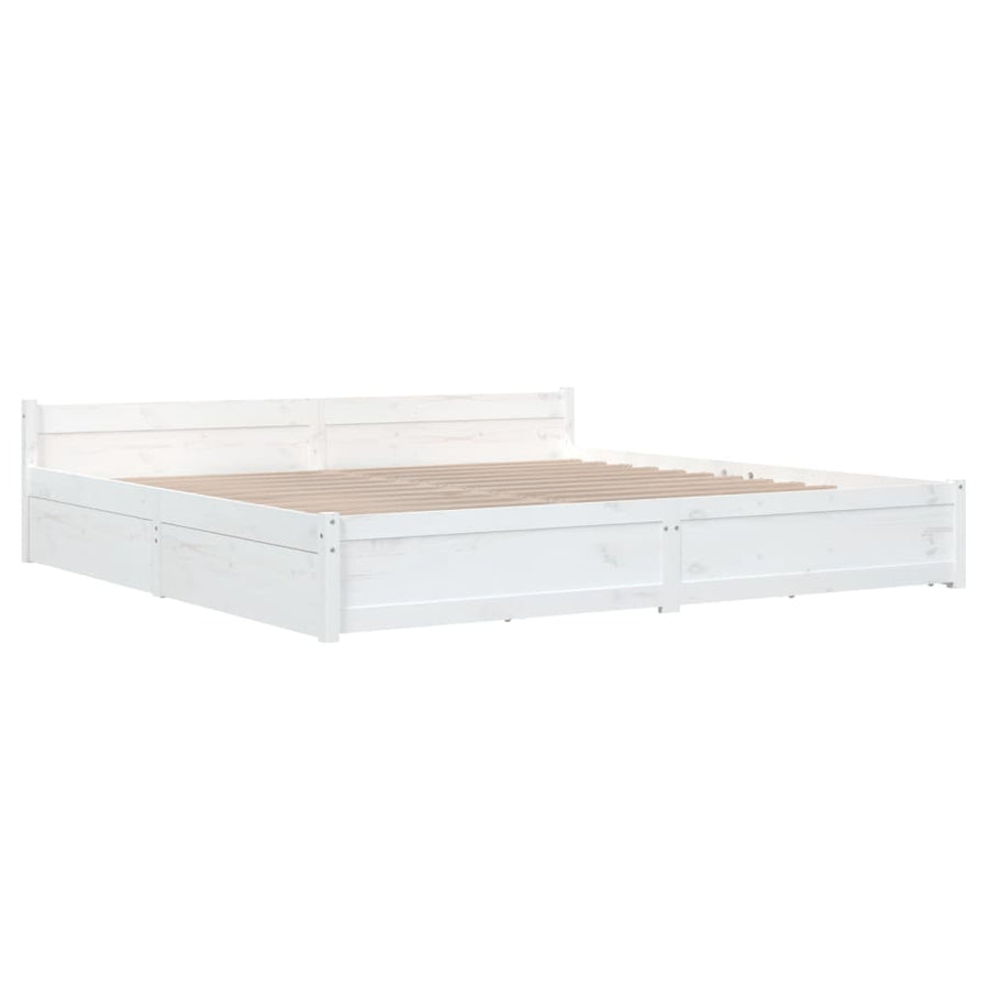 Bedframe Met Lades Wit 180X200 Cm 6Ft Super King