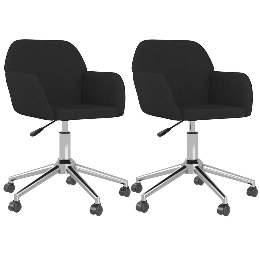 Eetkamerstoelen draaibaar 2 st stof zwart