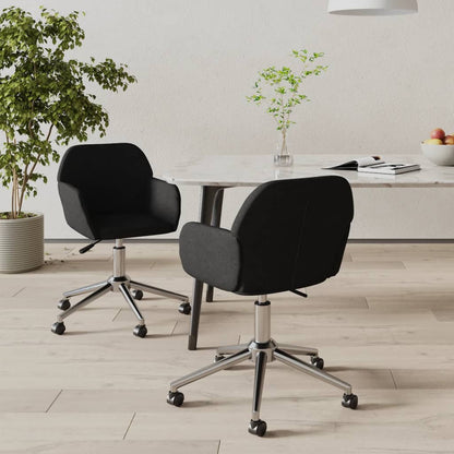 Eetkamerstoelen draaibaar 2 st stof zwart
