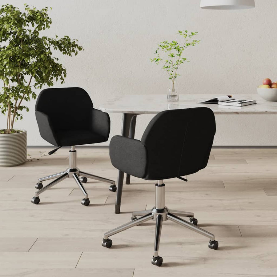 Eetkamerstoelen draaibaar 2 st stof zwart