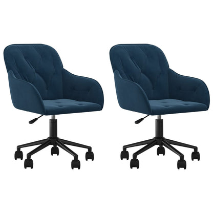 Eetkamerstoelen draaibaar 2 st fluweel blauw