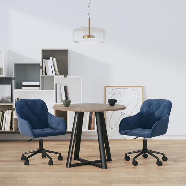 Eetkamerstoelen draaibaar 2 st fluweel blauw