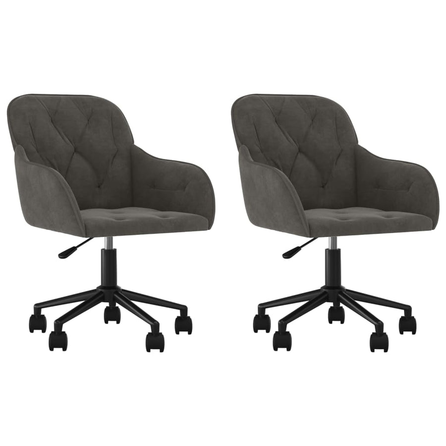 Eetkamerstoelen Draaibaar 2 St Fluweel Donkergrijs
