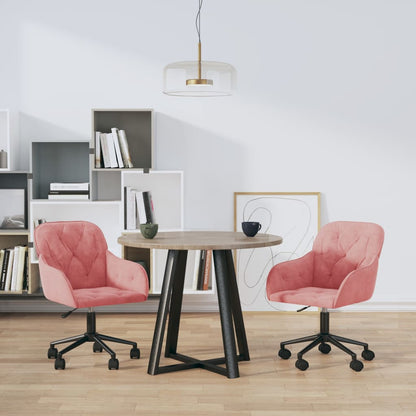Eetkamerstoelen Draaibaar Fluweel Roze