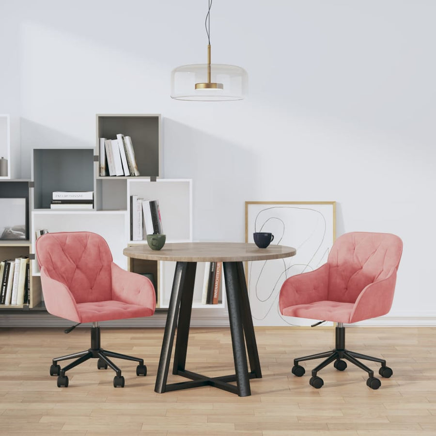 Eetkamerstoelen Draaibaar Fluweel Roze