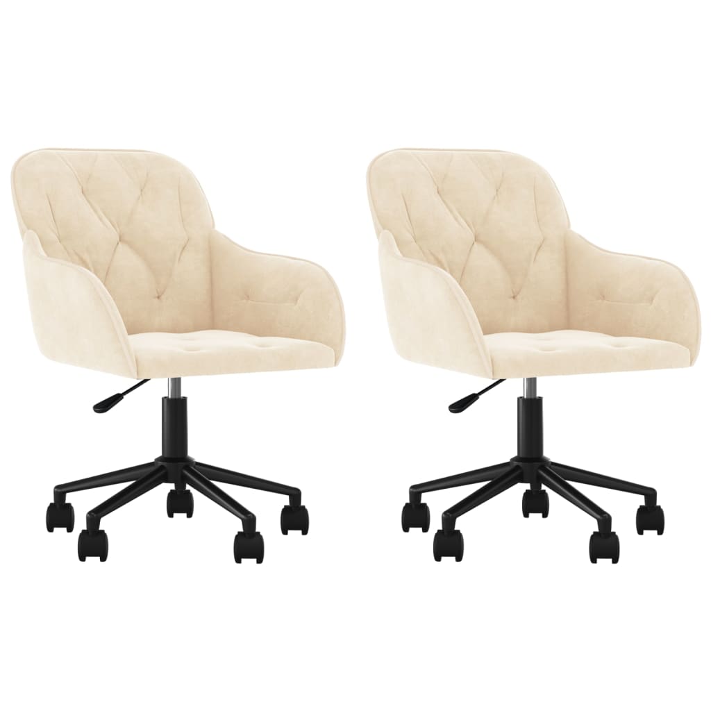 Eetkamerstoelen Draaibaar Fluweel Kleurig Crème