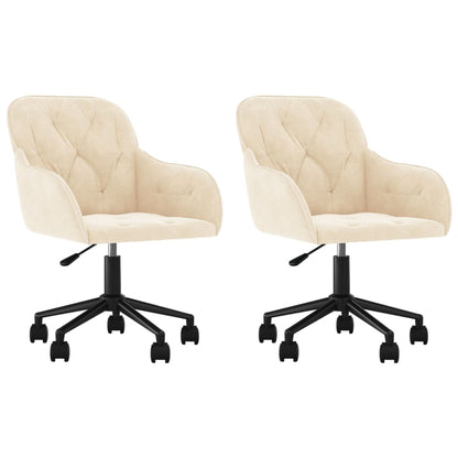 Eetkamerstoelen Draaibaar Fluweel Kleurig Crème