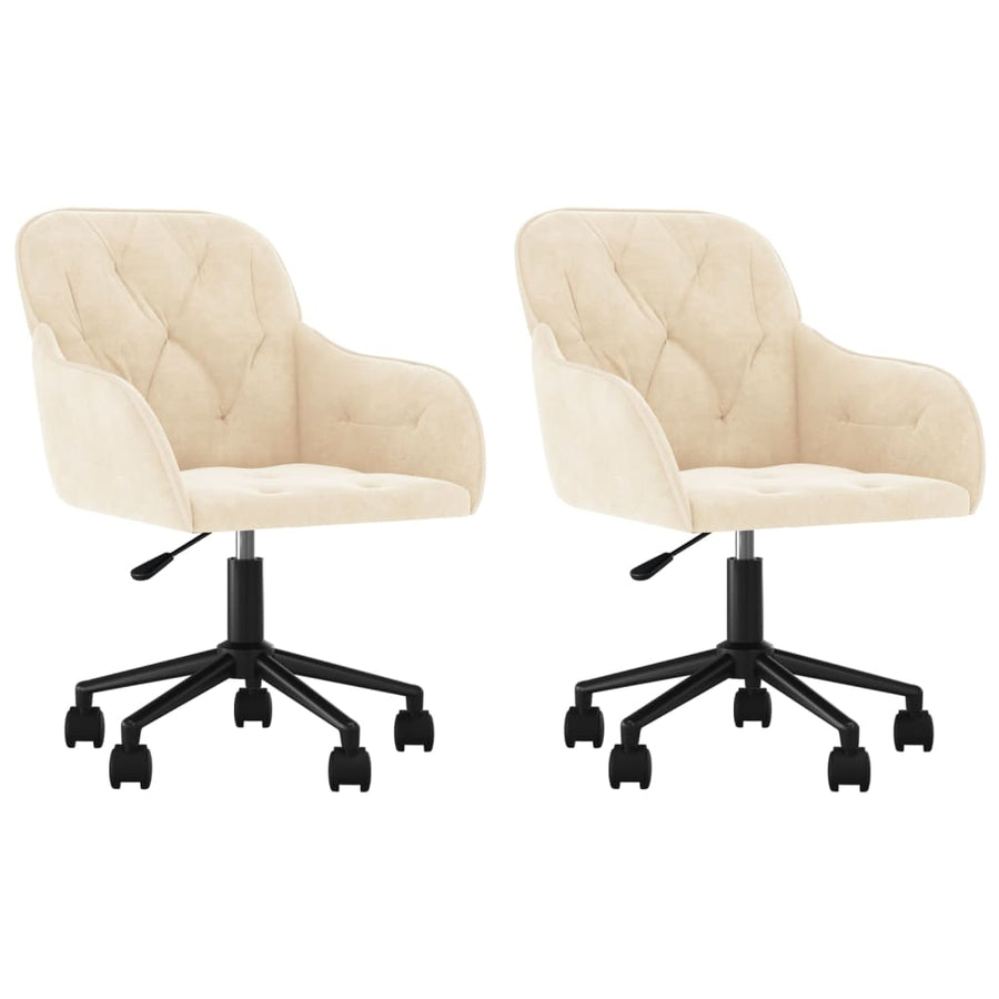 Eetkamerstoelen Draaibaar Fluweel Kleurig Crème