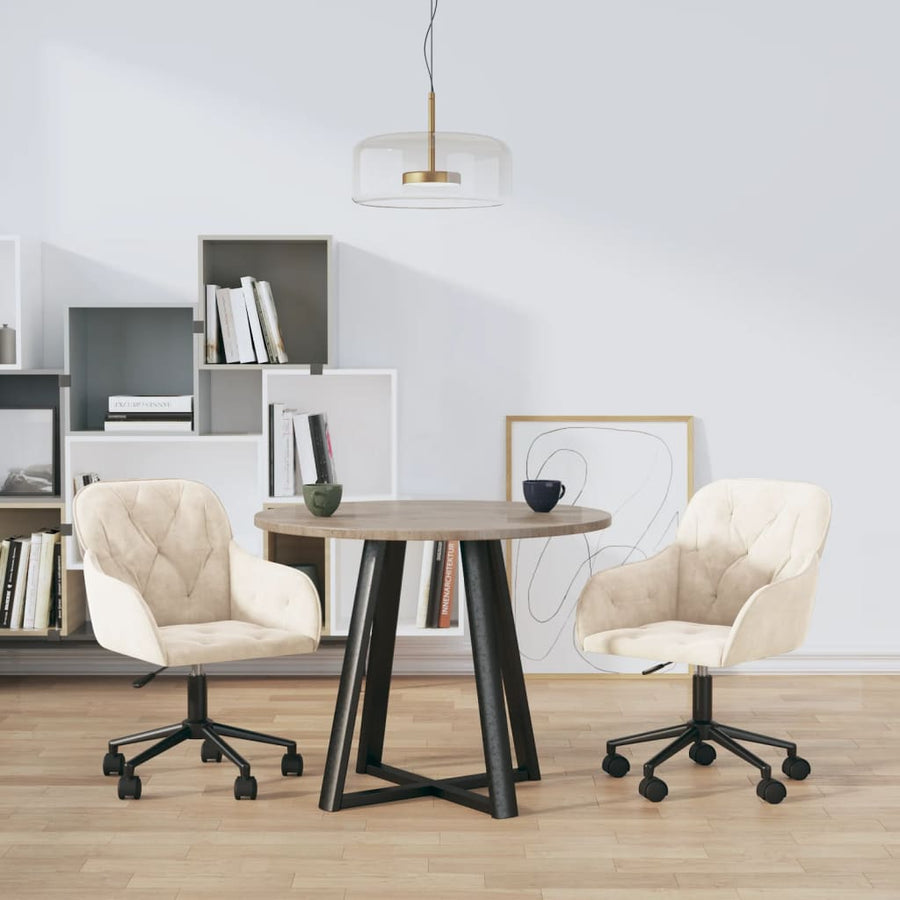 Eetkamerstoelen Draaibaar Fluweel Kleurig Crème