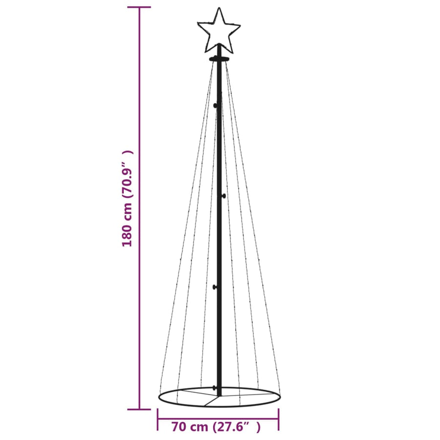 Kegelkerstboom 108 LED's 70x180 cm warmwit 180 x 70 cm Warmwit