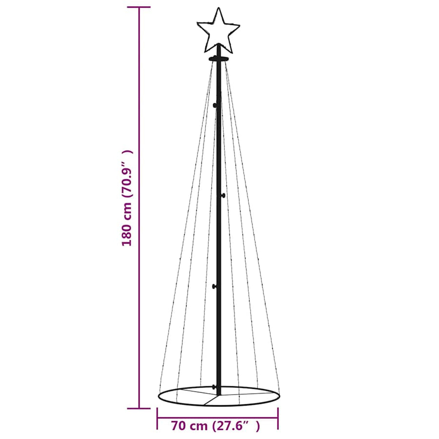 Kegelkerstboom 108 LED's 70x180 cm meerkleurig