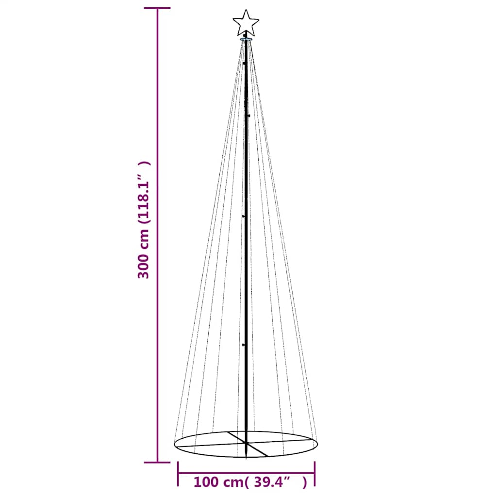 Kegelkerstboom 310 LED's 100x300 cm koudwit