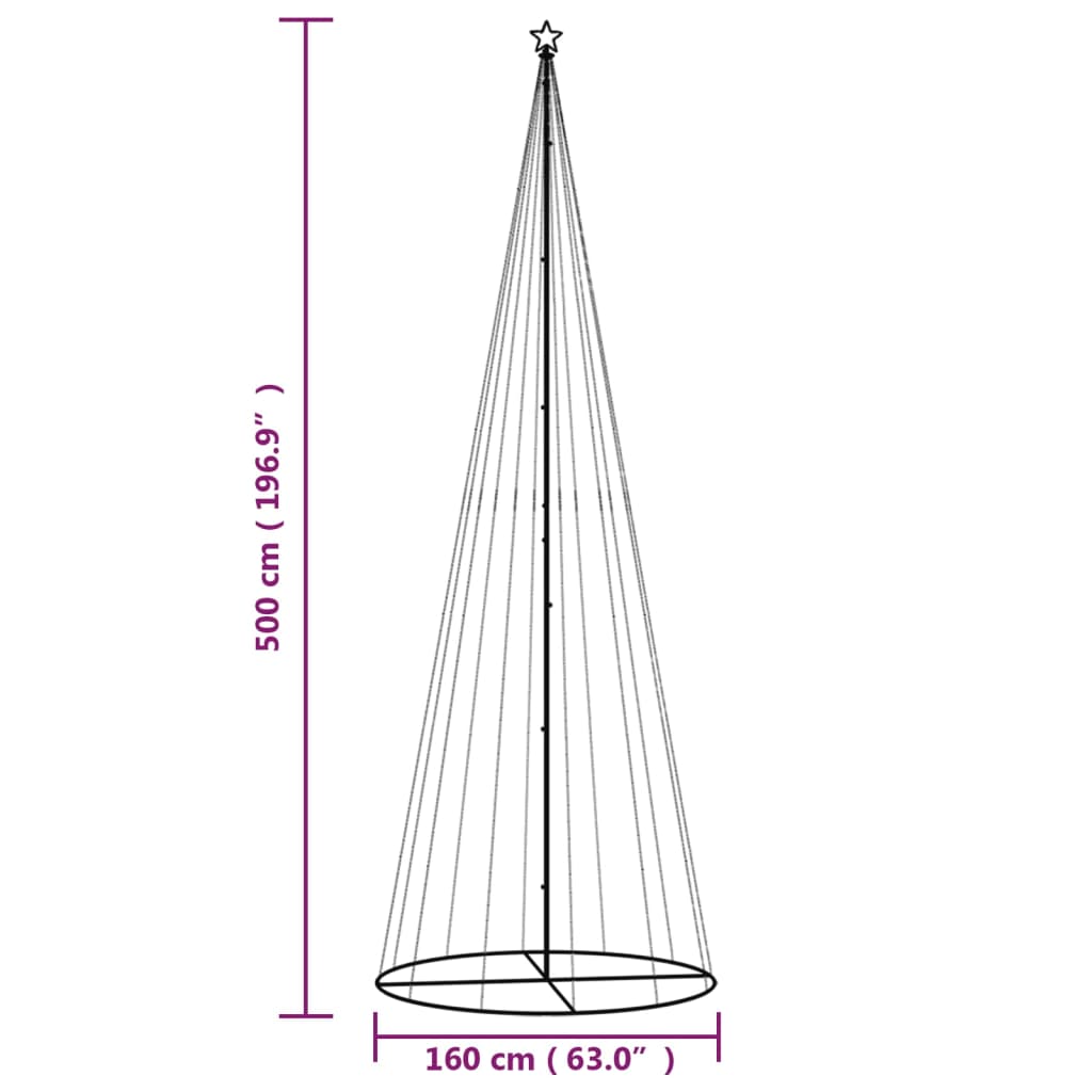 Kegelkerstboom 732 LED's warmwit 160x500 cm