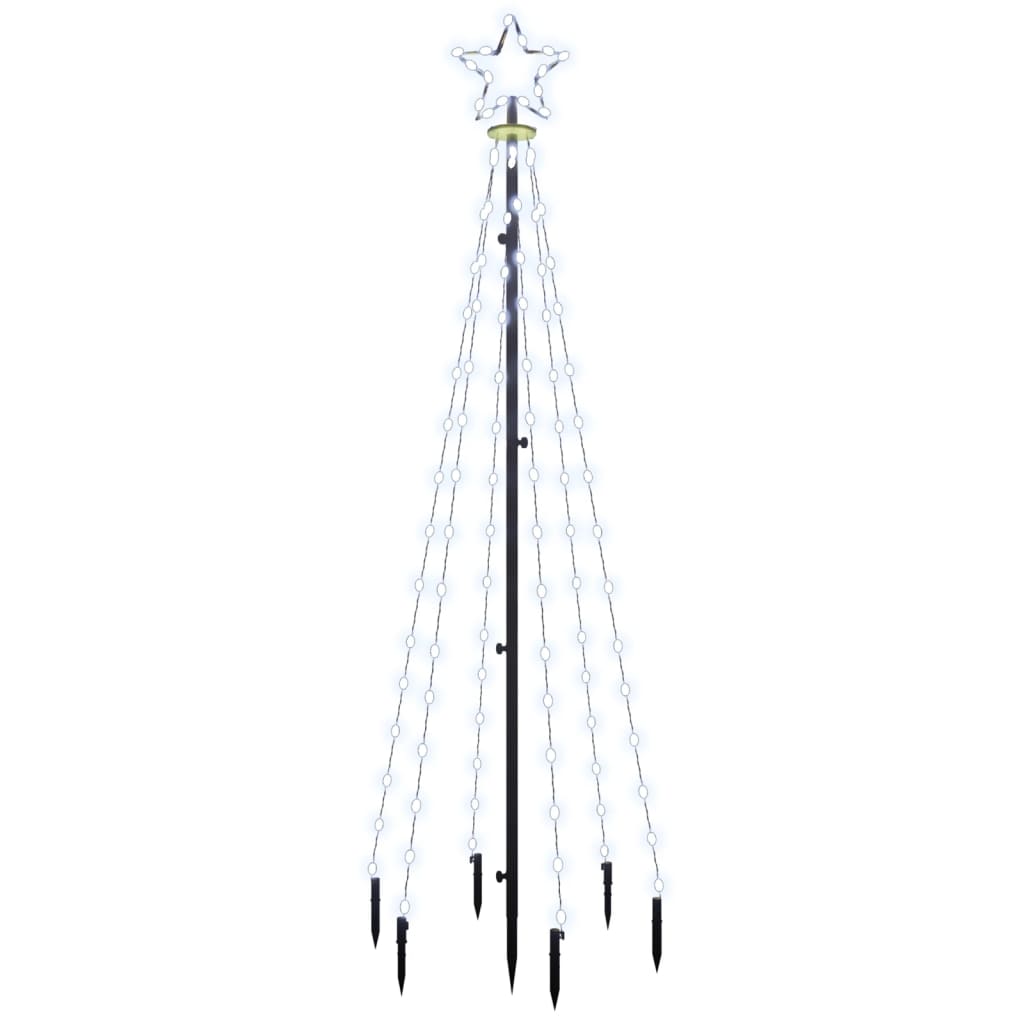 Kerstboom met grondpin 108 LED's koudwit 180 cm 180 x 70 cm Koudwit