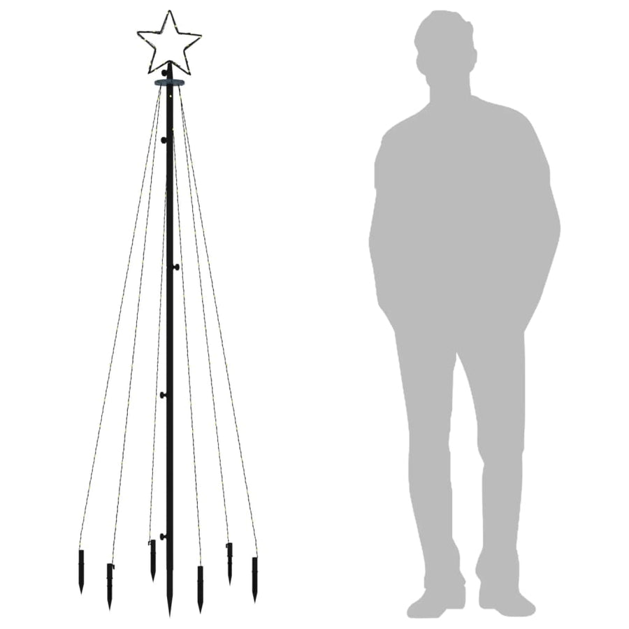 Kerstboom met grondpin 108 LED's koudwit 180 cm 180 x 70 cm Koudwit