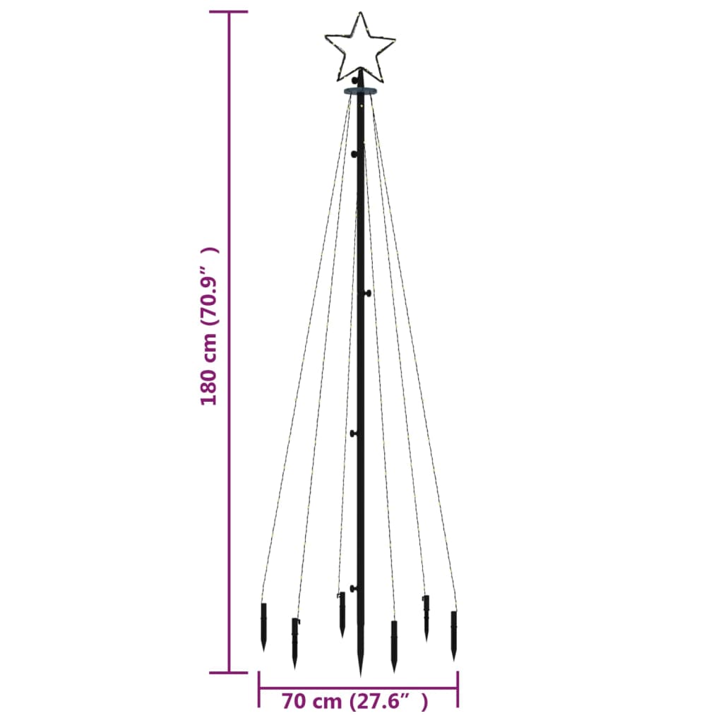 Kerstboom met grondpin 108 LED's koudwit 180 cm 180 x 70 cm Koudwit