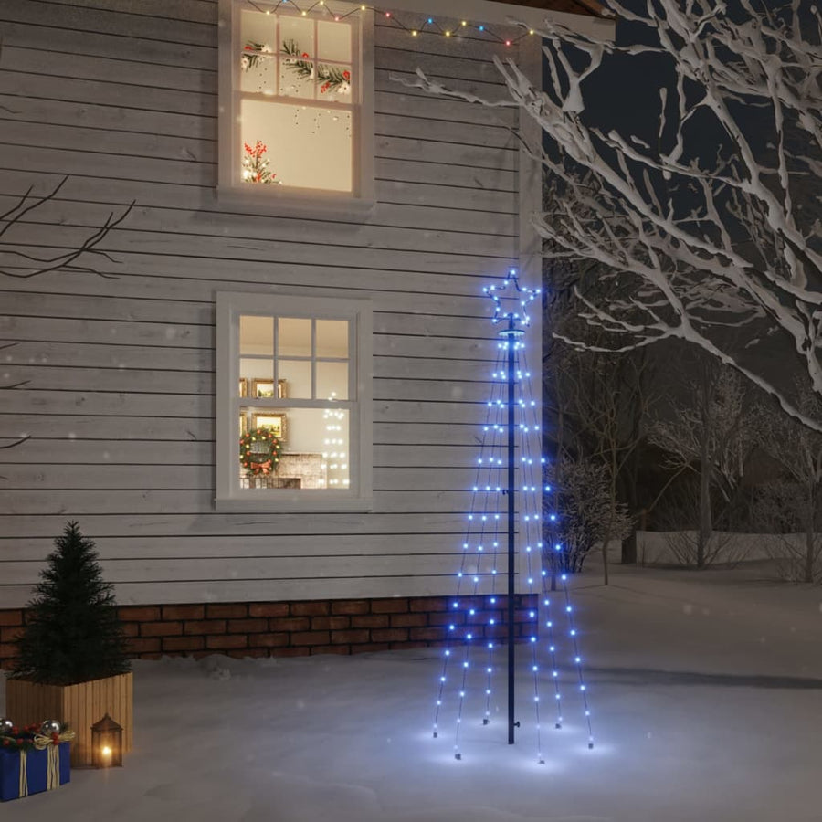 Kerstboom met grondpin 108 LED's blauw 180 cm