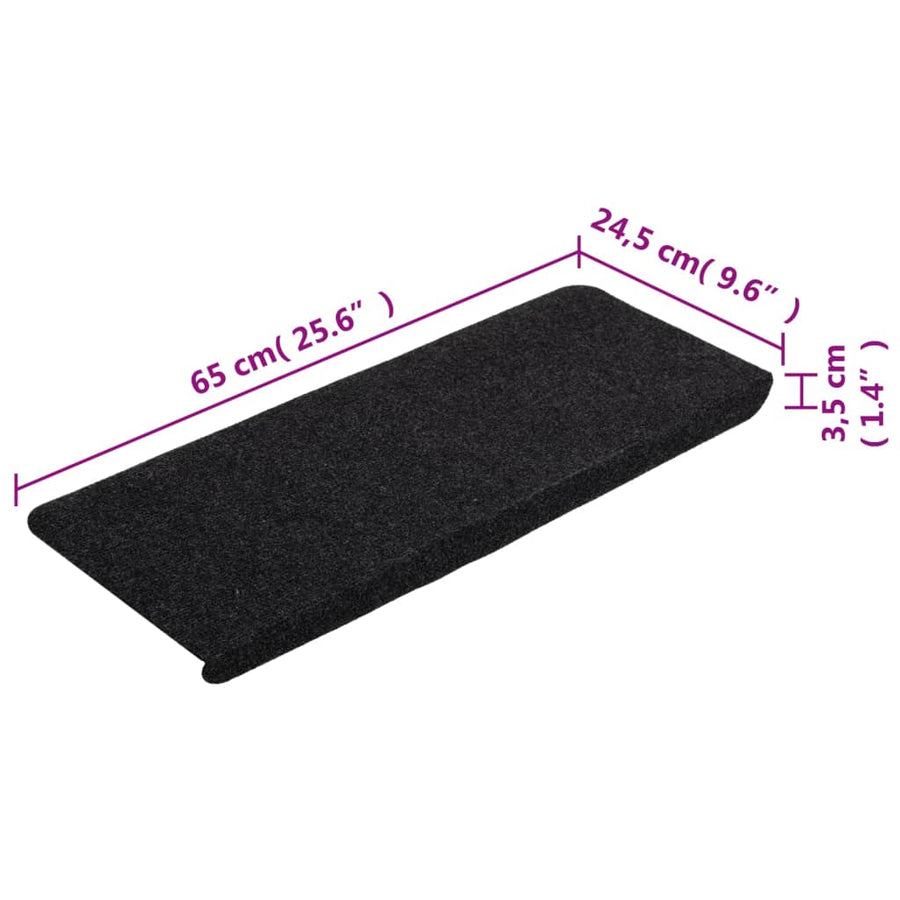Trapmatten Zelfklevend 65X24,5X3,5 Cm 15 Zwart Rechthoekig (65 x 24,5 cm)