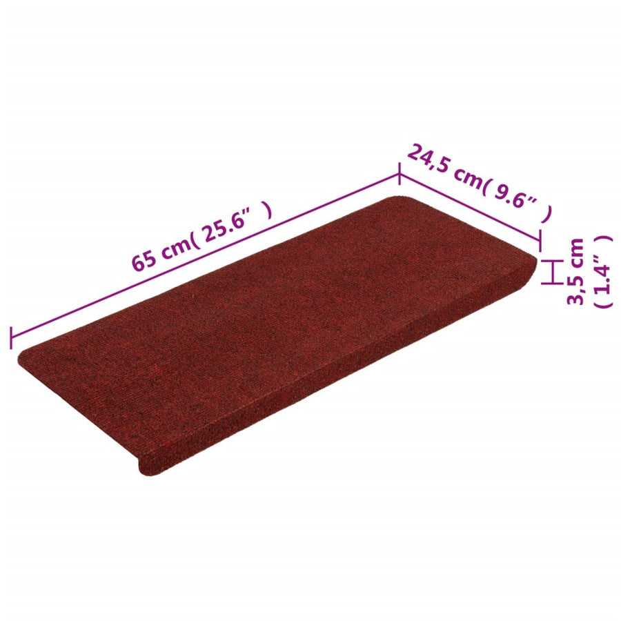 Trapmatten Zelfklevend 65X24,5X3,5 Cm 15 Rood Rechthoekig (65 x 24,5 cm)