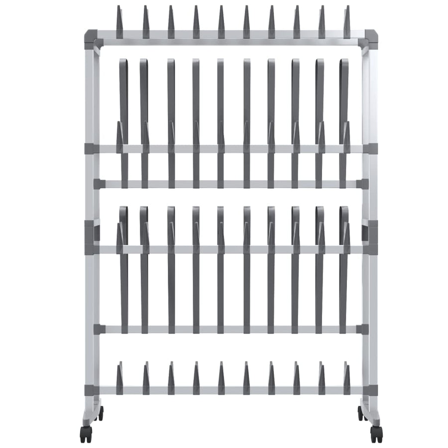 Schoenenrek Met Wieltjes 89X27X120 Cm Zilverkleurig