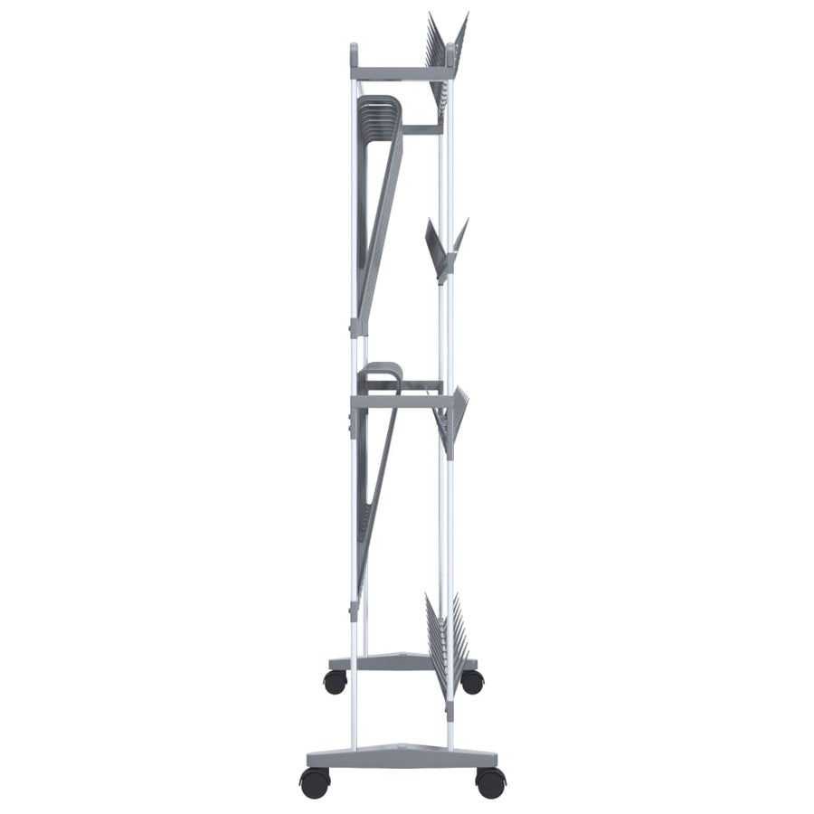 Schoenenrek Met Wieltjes 89X27X120 Cm Zilverkleurig