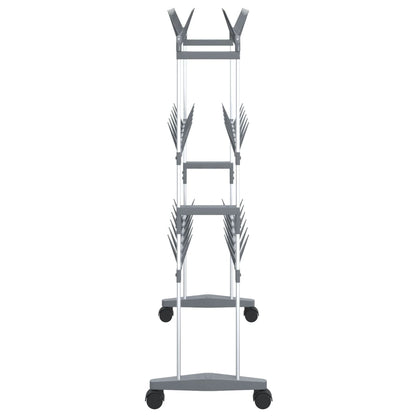Schoenenrek met wieltjes 66x27x100 cm zilverkleurig