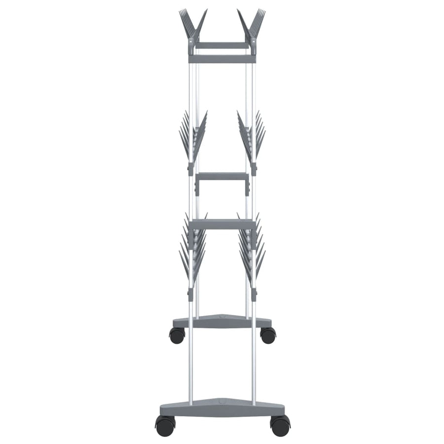 Schoenenrek met wieltjes 66x27x100 cm zilverkleurig