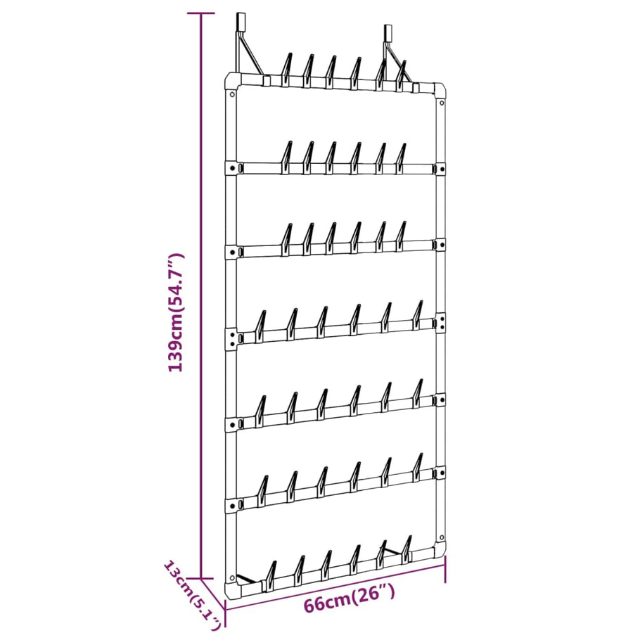 Schoenenrek Hangend 66X13X139 Cm Zilverkleurig