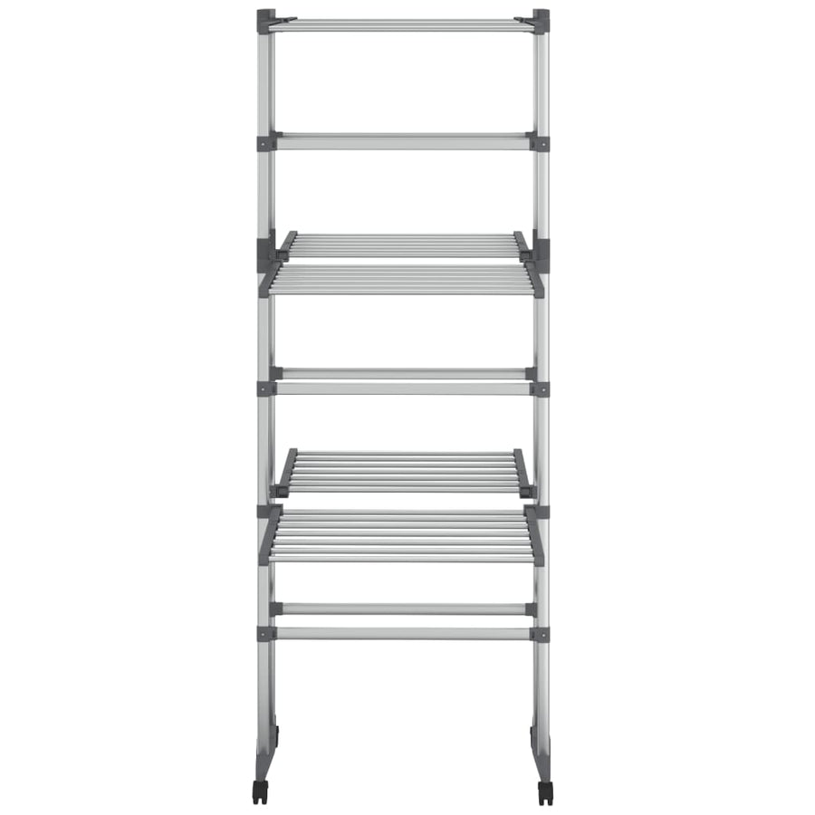 Droogrek 3-Laags Met Wieltjes 60X70X129 Cm Zilverkleurig