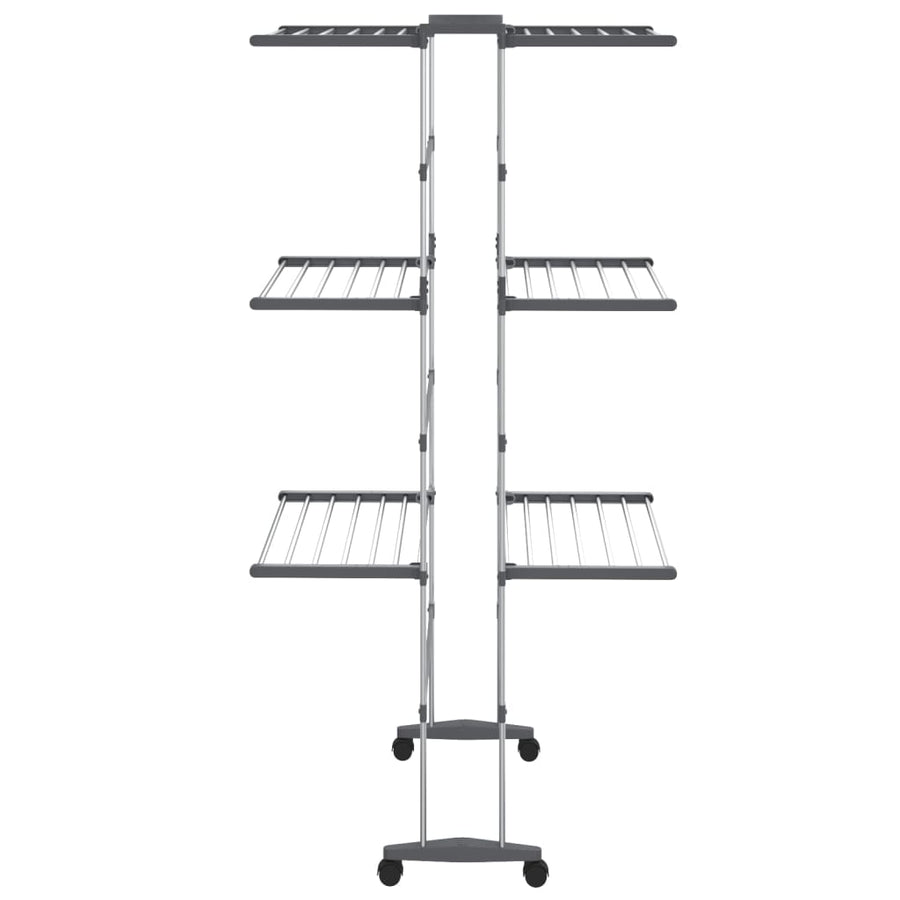 Droogrek 3-Laags Met Wieltjes 60X70X129 Cm Zilverkleurig