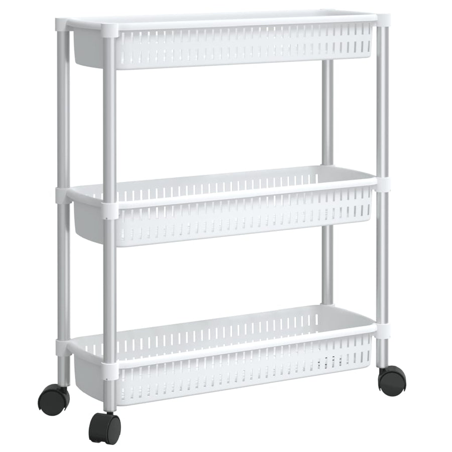 Opbergtrolley 3 Laags Aluminium Zilverkleurig En Wit