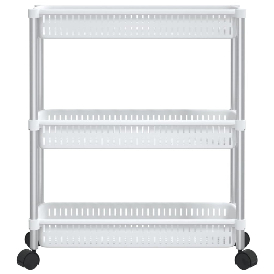 Opbergtrolley 3 Laags Aluminium Zilverkleurig En Wit