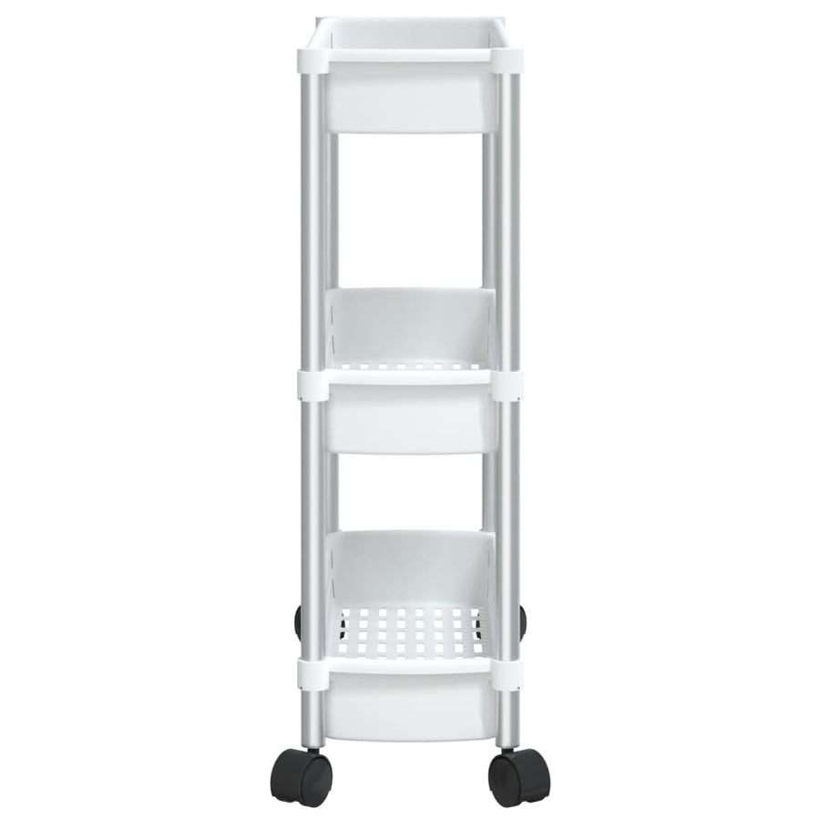 Opbergtrolley 3 Laags Aluminium Zilverkleurig En Wit