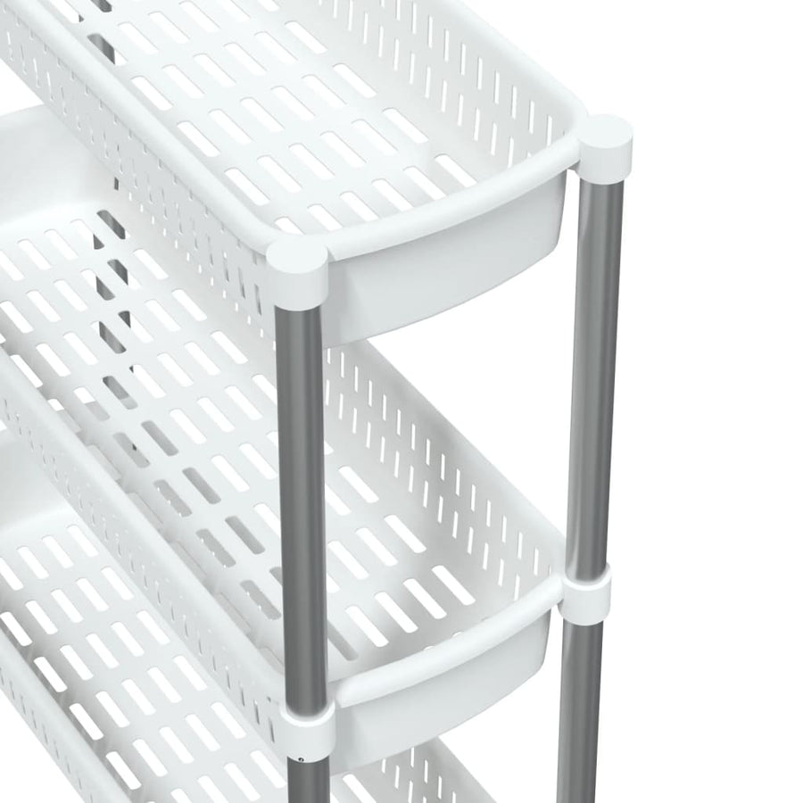 Opbergtrolley 3 Laags Aluminium Zilverkleurig En Wit