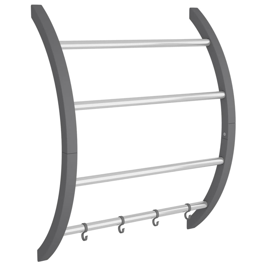 Handdoekenrek Met Haken Aluminium Zilverkleurig 56 x 16 x 72 cm