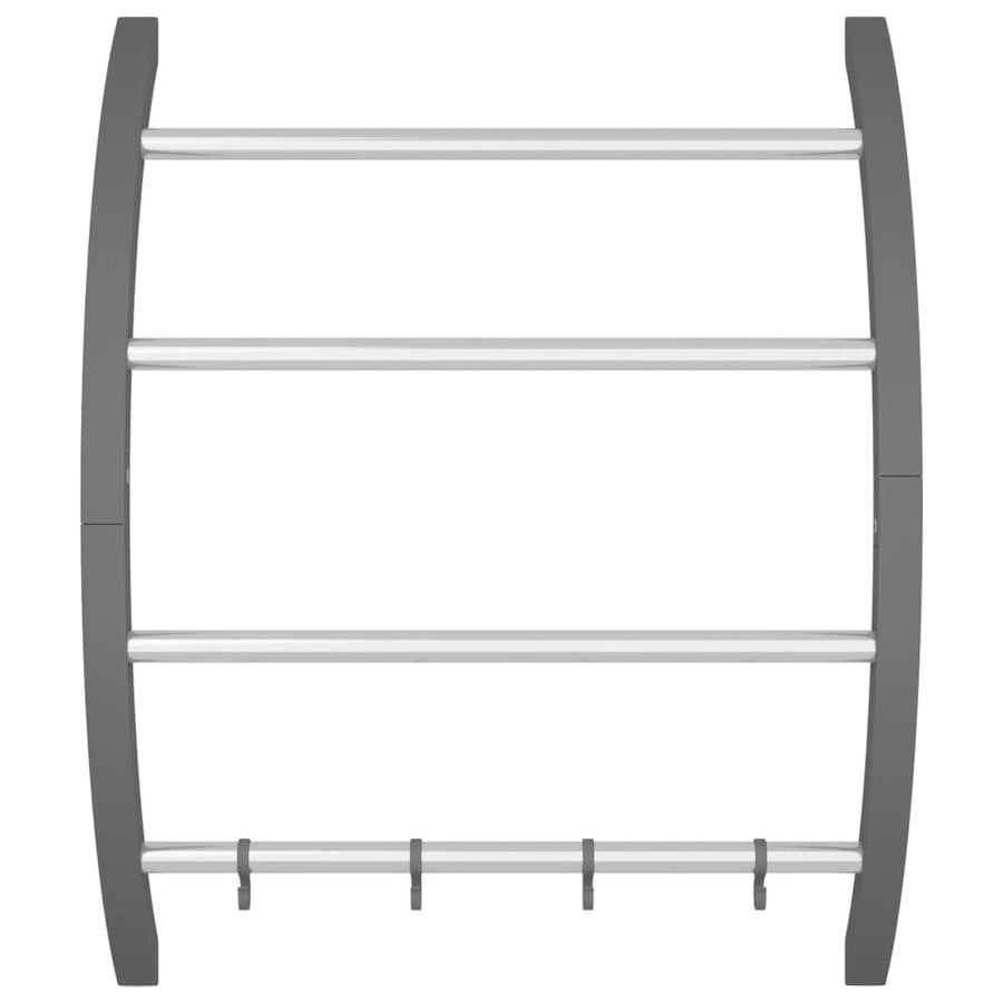 Handdoekenrek Met Haken Aluminium Zilverkleurig 56 x 16 x 72 cm