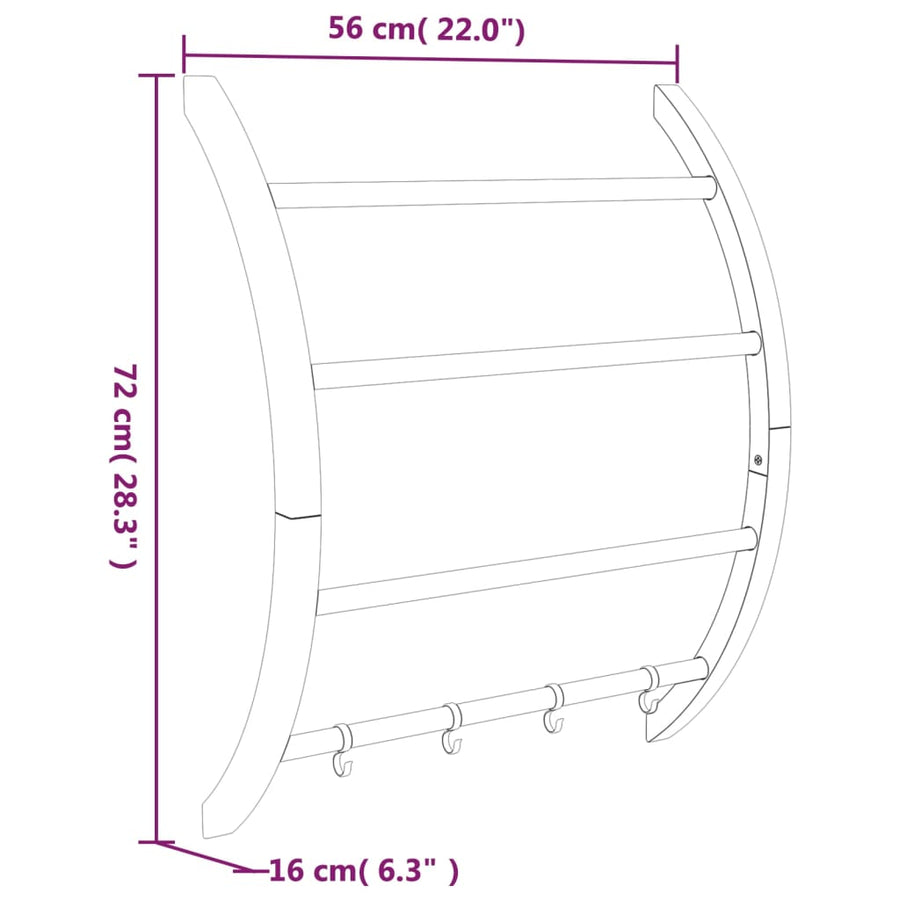 Handdoekenrek Met Haken Aluminium Zilverkleurig 56 x 16 x 72 cm