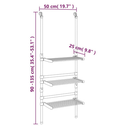 Droogrek 3-Laags Hangend Aluminium 50 x 25 x 135 cm