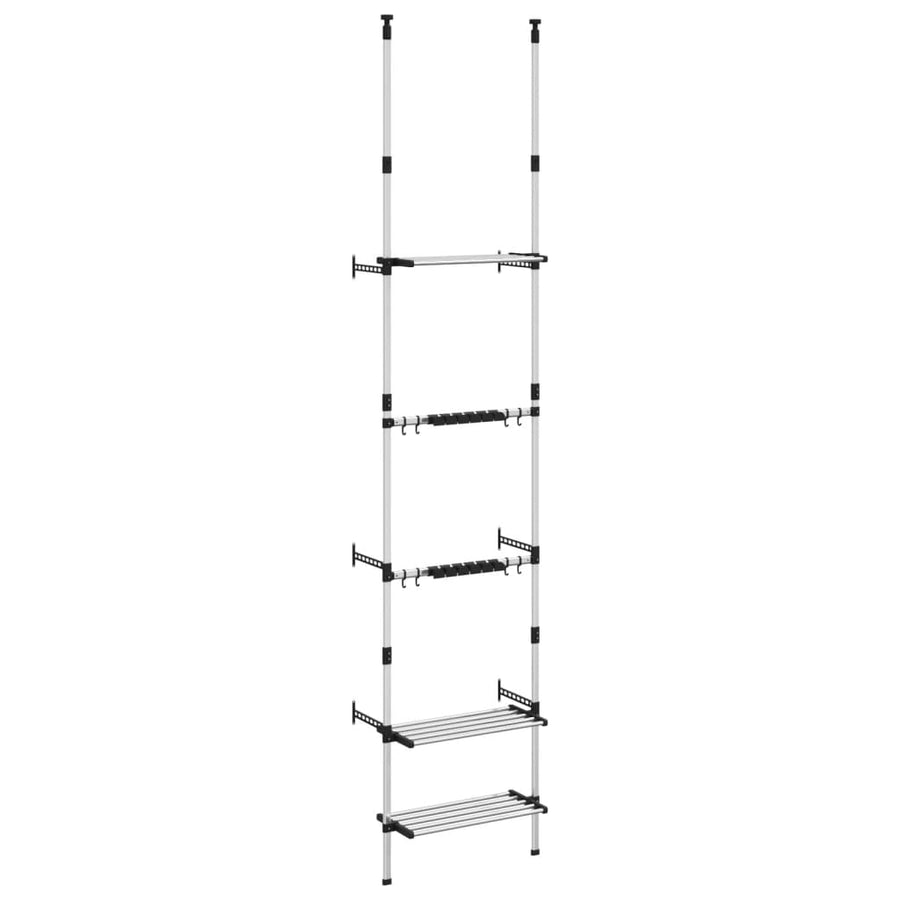 Tuinrek Met 3 Schappen Telescopisch Aluminium Zilverkleurig 66 x 32 x 300 cm