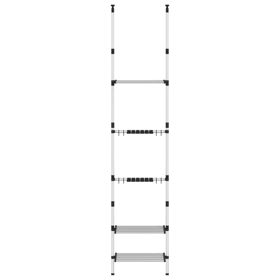 Tuinrek Met 3 Schappen Telescopisch Aluminium Zilverkleurig 66 x 32 x 300 cm