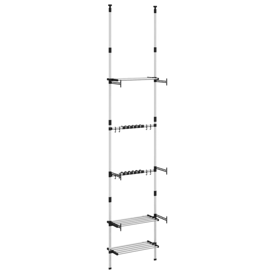 Tuinrek Met 3 Schappen Telescopisch Aluminium Zilverkleurig 66 x 32 x 300 cm