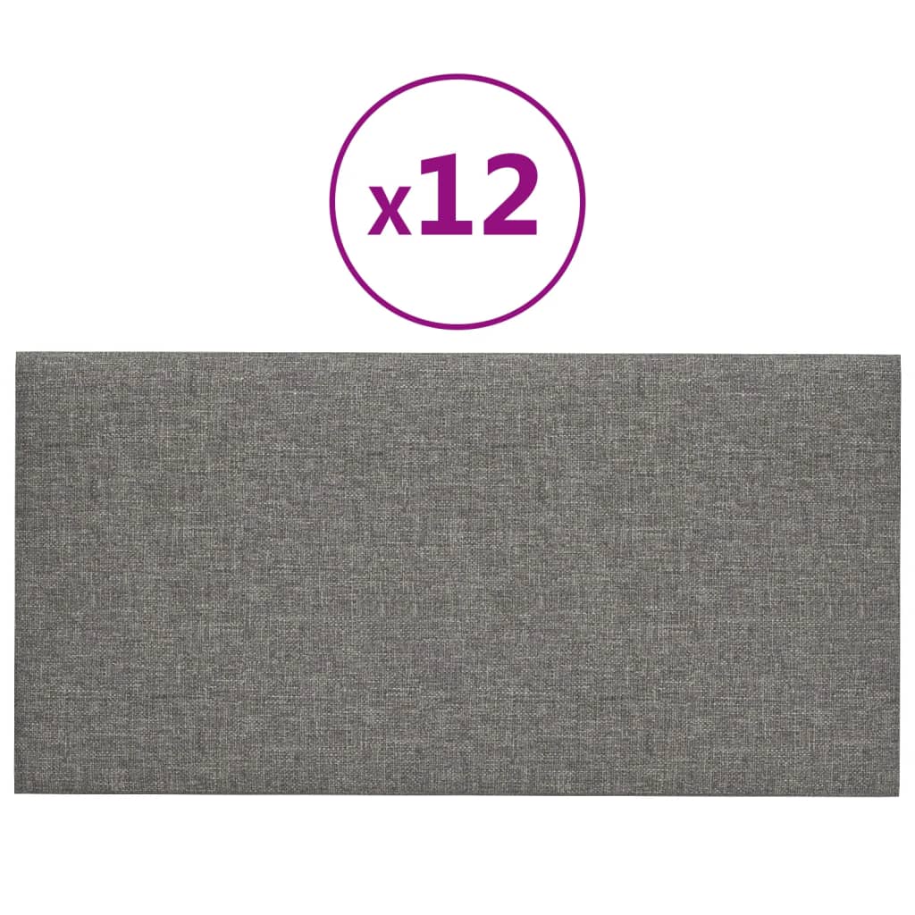 Wandpanelen 12 st 0,54 m² 30x15 cm stof lichtgrijs 30 x 15 cm Rechthoekig