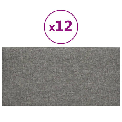 Wandpanelen 12 st 0,54 m² 30x15 cm stof lichtgrijs 30 x 15 cm Rechthoekig